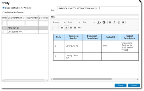 Working from document details window