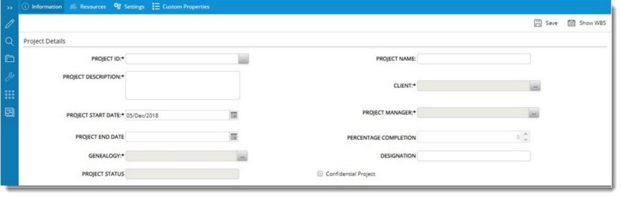 Creating A Project Window Creating a project