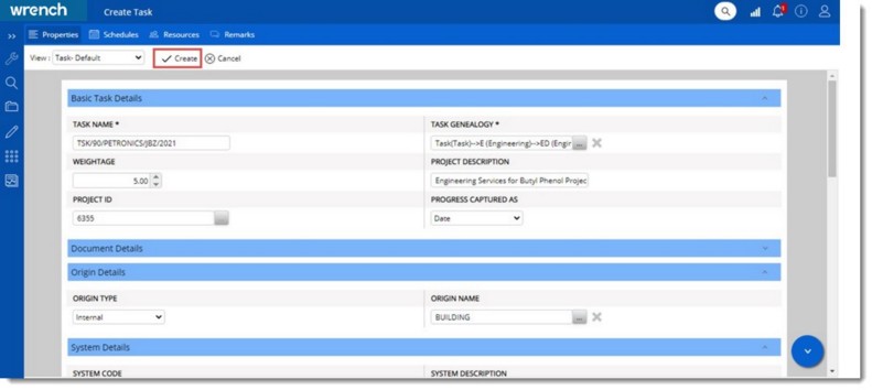 Task Property Creating a task and scheduling the task